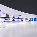 Cloud Business South Data Exhibition Booth With Circular Design And Blue Tech Displays