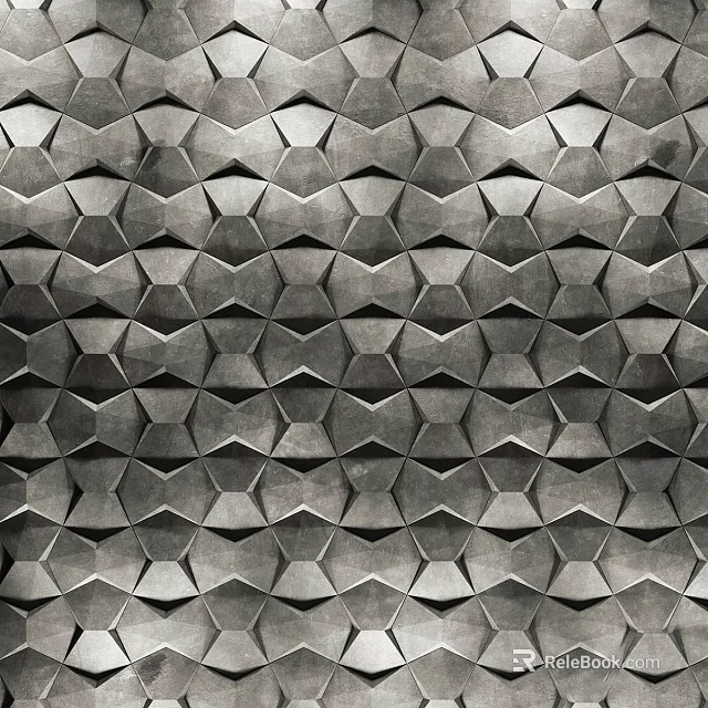 Geometric Metallic Background Wall With 3D Textured Pattern And Modern Design Style 3d model 