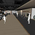 Spacious Gym Interior With People Exercising On Treadmills Using Fitness Ball And Equipment