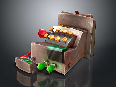 Commercial Equipment Featuring Control Panel Buttons Green Knobs And Metal Casing 3d model