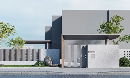 Modern Gate Villa Courtyard 3d model