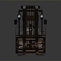 Yellow Industrial Forklift With Black Cab And Metal Forks On Gray Surface