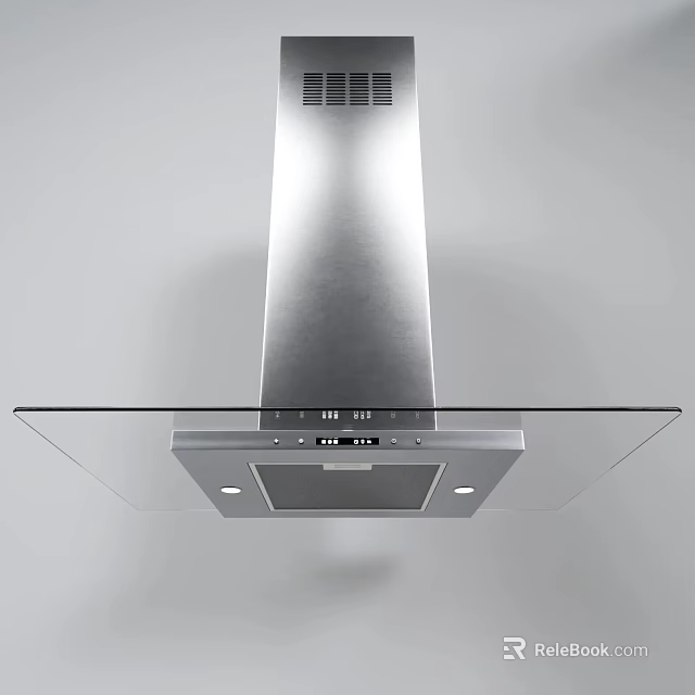 Modern Stainless Steel Kitchen Range Hood With Glass Panel And Sleek Design 3d model 