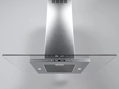 Modern Stainless Steel Kitchen Range Hood With Glass Panel And Sleek Design 3d model
