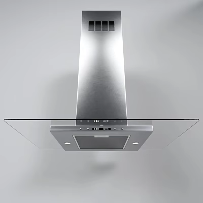 Modern Stainless Steel Kitchen Range Hood With Glass Panel And Sleek Design 3d model