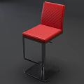 Stylish Red Quilted Leather Bar Stool Featuring Metal Frame And Comfortable Design 3d model