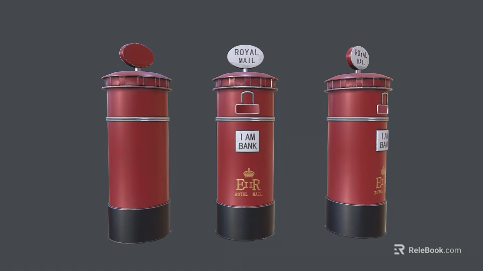 Public Facility Red Royal Mail Post Boxes With 1st Class Service 3d model 