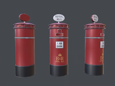 Public Facility Red Royal Mail Post Boxes With 1st Class Service 3d model