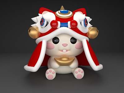 Modern toy lion dance rabbit 3d model