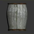 Vintage Wooden Barrel for Home Storage with Worn Surface and Metal Hoops