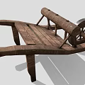 Vintage Wooden Wheelbarrow With Rustic Handcrafted Frame And Spoked Wheel Design