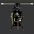 Yellow Model Helicopter With Main Rotor Tail Rotor And Landing Skids