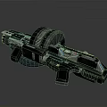 Futuristic Sci Fi Weapon With Metallic Structure Black Handle And Blue Details