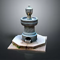 Traditional Stone Fountain With Multi Tiered Design Square Base And Decorative Top Structure