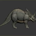 Realistic Triceratops Dinosaur Model With Detailed Scaled Texture Spiked Back And Horned Head