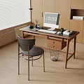 Middle style desk and chair computer combination 3d model