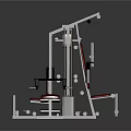 Multi Functional Home Gym Fitness Equipment With Red Cushioned Seats And Metal Frame