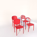 Red Single Chairs Featuring Modern Stylish Design and Unique Backrest Patterns 3d model