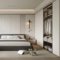 Elegant Modern Bedroom Interior Design With Large Window Gray Bed Wardrobe And Chair