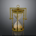 Golden Decorative Hourglass With Transparent Glass Pink Sand And Reflective Base