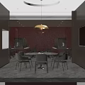 Modern Contemporary Office Workspace With Wooden Panels Large Windows Pendant Light And Ergonomic Chairs