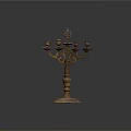 Ornate Vintage Metal Candelabra With Multiple Candle Holders And Circular Base