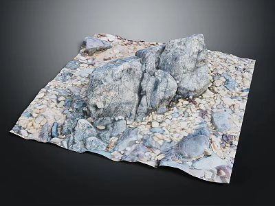 High Quality Natural Wood And Stone Decorative Materials With Rocks And Pebbles For Landscaping 3d model