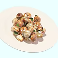 Fresh Tasty Snails Served On White Plate With Green Leaves Decoration