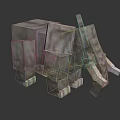 3D Pixelated Elephant Model With Blocky Gray Design And White Tusks 3d model