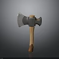 High Quality Axe Tool With Metal Head And Wooden Handle Design 3d model