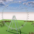 Giant Ferris Wheel Amusement Equipment In Green Field With Trees