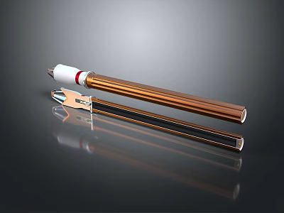 Computer Cooling System Copper Heat Pipe Component with Metal Clip and Reflective Surface 3d model