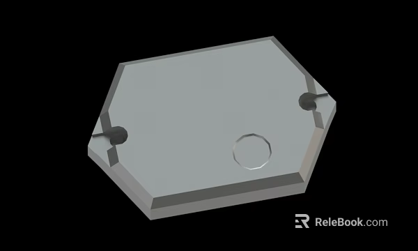 Hexagonal Gray Object With Two Screws And Central Circular Hole Design 3d model 