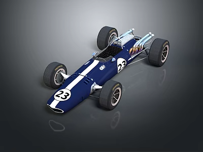 Vintage Blue Racing Car With White Stripes And Number 23 Classic Design 3d model