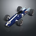 Vintage Blue Racing Car With White Stripes And Number 23 Classic Design