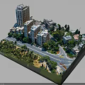Modern Urban Model With High Rise Buildings Roads And Trees