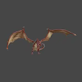 Red Dragon Game And Movie Character With Large Wings Open Mouth Fierce Posture