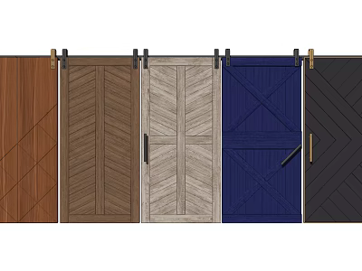 Various Barn Door Styles Featuring Different Wood Textures and Colors 3d model