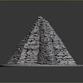 Stone Pyramid Architectural Structure with Stacked Stones on Circular Base Surrounded by Gravel