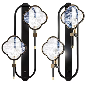 New Chinese Metal Wall Lamp 3d model
