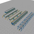 Industrial Equipment Production Line With Blue Metal Frames And Conveyor Components