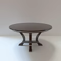 Simple Modern Round Dark Brown Dining Table With Smooth Surface And Crossed Legs 3d model