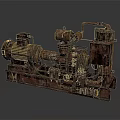 Vintage Rusty Industrial Equipment With Mechanical Pipes And Pump Structure 3d model