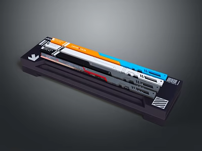 Sleek Multi Port USB C Docking Station For Laptop With Orange Blue White Interface Design 3d model