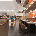 Modern Hotpot Restaurant Interior With Open Dining Area Comfortable Seating And Stylish Lighting 3d model