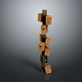 Vertical Stack Of Assorted Wooden Boxes On Decorative Pole Structure Design