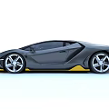 Sleek Gray Supercar Featuring Yellow Accents Aggressive Aerodynamic Design And Stylish Alloy Wheels