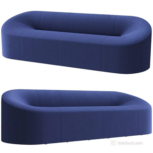 Modern Blue Curved Sectional Sofa With Soft Fabric Upholstery And Style Elements 3d model