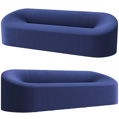 Modern Blue Curved Sectional Sofa With Soft Fabric Upholstery And Style Elements 3d model