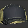 Casual Navy Blue Front Yellow Mesh Back Baseball Cap With White Stitched Brim